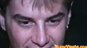 Handsome classic gay wanking off hairy cock and spraying cum