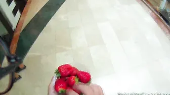 Sweet strawberry fuck in a WC