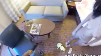 Hotel room spy glasses fuck
