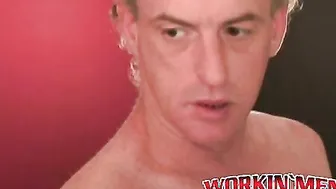 Mature amateur working on his long hard dick until he cums