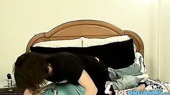 Kryos Christian jerks while getting fucked by Dillin Samuels