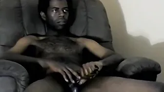 Hung black dude Jay pumps a load of cum out of his huge cock