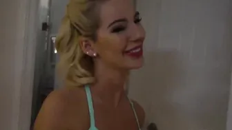 Adorable Bombshell Bella Rose offer stepbro FELLATIO before doggy style banged