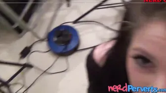Nerd fake producer tricks British lady into POV sex