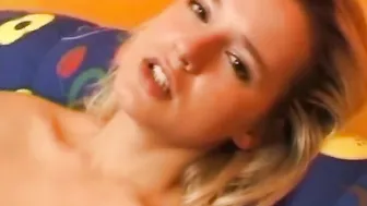 Busty blond in white panties