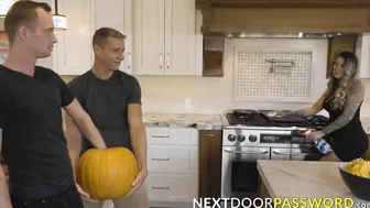 Handsome stud Trevor Ridge jerks off stepbro Justin Matthews in pumpkin