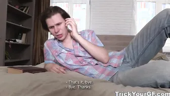 Shameless bitch covered with cum