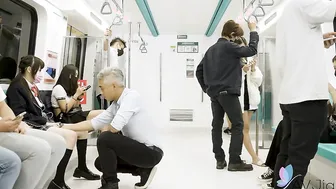 Yuli Gets Fucked By An Invisible Man On The Train
