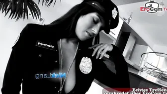 Hot brunette Police girl fucked with big cock POV