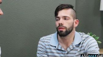 Beefy muscle daddy fucks stepson in office