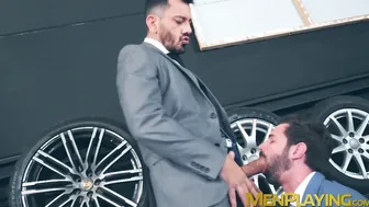 Bearded businessman Dani Robles fucked raw after hot rimming