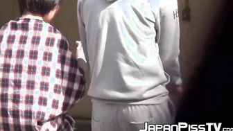 Japanese teenie soaking herself up with warm pee