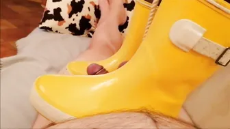 Toejob inside Pvc Boots CBT
