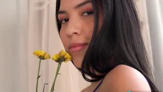 Mia is small but her ass is nice and thick. She spreads her wet pussy before taking out her favorite dildo. 2