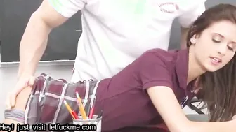Blowjob skinny high school teen fucked to orgasm by coach in class