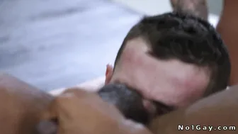 Three men satisfying black boss and his nine inches