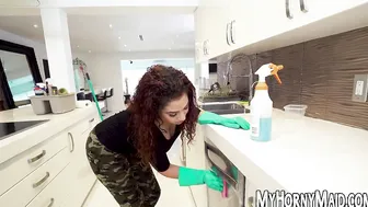 Huge dick sucked on by slutty cock loving housekeeper