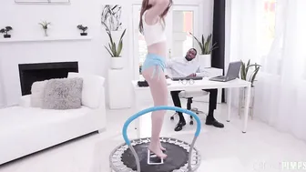 BBC for Petite Spinner Mazy Myers when she distracts Hollywood Cash with her perky tits