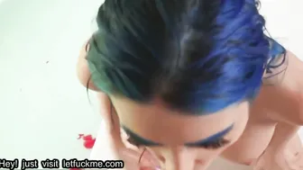 cumshot blue hair jewelz blu enjoys herself in the bathtub