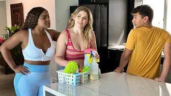 MILF Stepmom Makes College Shower Threesome