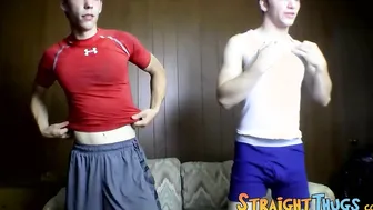 Two straight guys are competing who will cum first