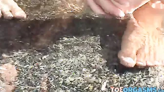 Emo young guys Asher and Brenden play with each others toes