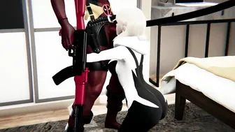 Spider Gwen Banged by Deadpool BLOWJOB Doggy Anal double penetration (japanese Voice)