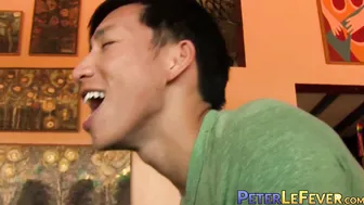 Horny Oriental boy fucked hardcore by his tattooed stallion