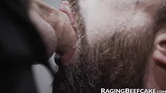 Tatted hunk Drew Sebastian throatfucks Bearded Alpha Wolfe