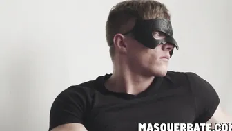 Hot blond ripped hunk loves tugging his dick on a couch