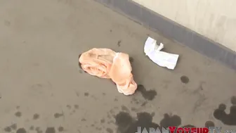 Japanese babe taped peeing in public by voyeur
