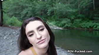 Sucked by hot stranger by the river in nature