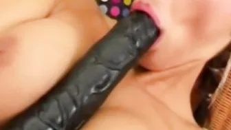 Hot brunette babe from Europe masturbates with sex toy