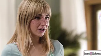 Stepdaughter calms down through licking