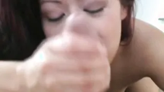 Brunette sweetheart gives a wonderful oral sex experience