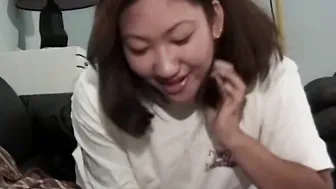 Busty Asian girl Leila Long sucks and rides producers cock