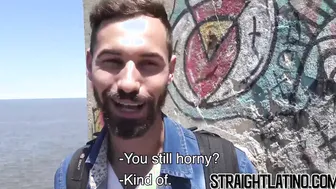 Bearded straight Latino rides cock and takes cum in mouth
