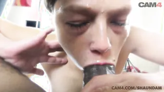 Adorable Hot Chokes on a Huge Ebony Penis