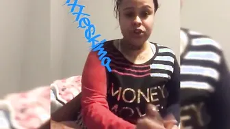 Black on phone to babyfather whilst blowing cock