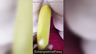 Stretching  gapping my asshole with big banana