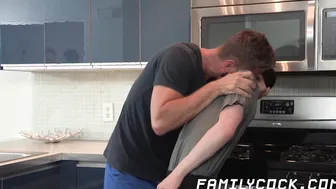Daddy hunk stuffs his cock hungry stepson bareback