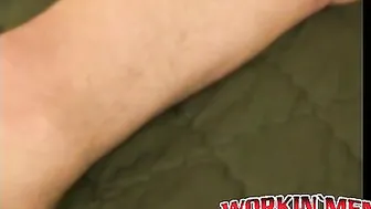 Mature dude strokes his massive cock while smoking a cigar