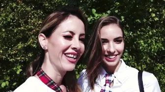 Two naughty girls having fun in Uber 14