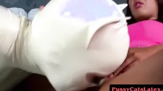By Latex Domatrix Anna Mills juicy pussy gets whipped and drilled