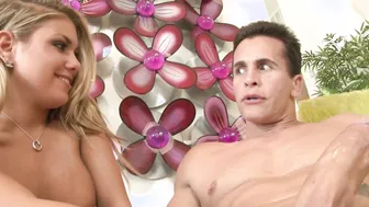 Beautiful blonde babe gets her asshole stretched hard