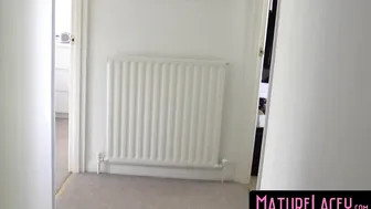After having rough sex a busty mature British woman receives a facial