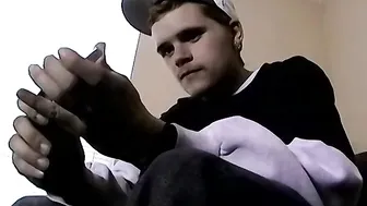 Amateur twink Bruce receives a long black cock in his ass