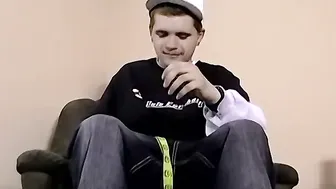 Amateur twink Bruce receives a long black cock in his ass