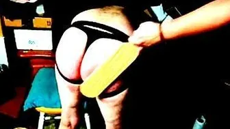 spanking my hubbys sissy-butt bright red