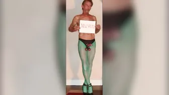 ROBERT RCHARD MILGATE A FREAK IN SHEER GREEN PANTYHOSE AND HIGH HEELS